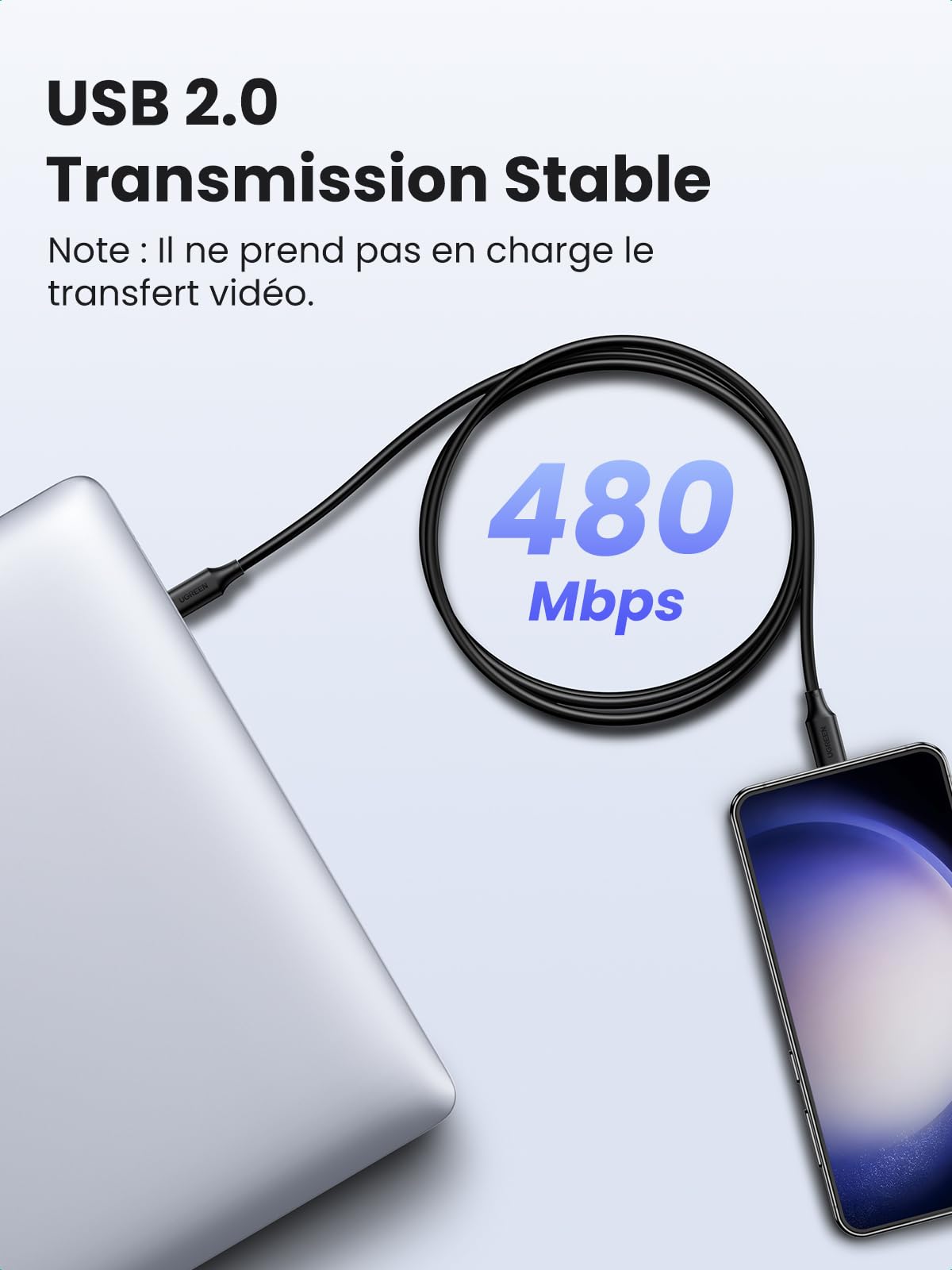 UGREEN Lot de 2 Câble USB C vers USB C PD 100W 5A 20V Câble