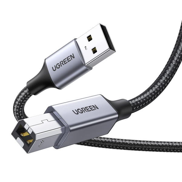 UGREEN Câble Imprimante USB Câble USB A Mâle vers USB B 2.0 Mâle Câble Scanner Nylon Tressé Compatible avec Imprimante HP, Canon, Epson, Lexmark, Brother, Hero (2M)