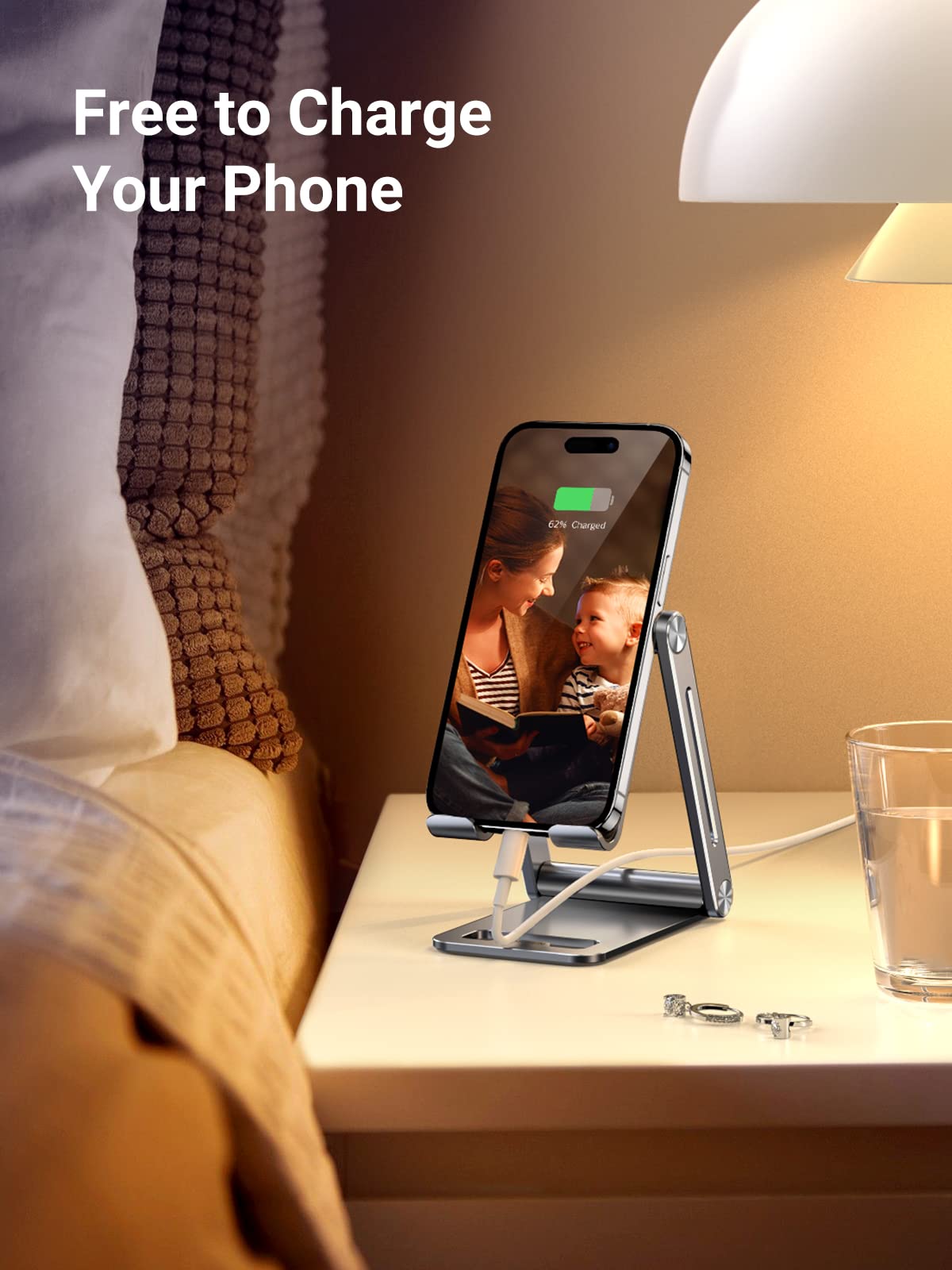 UGREEN Support Téléphone Bureau en Aluminium Stand Smartphone Pliable Ajustable