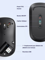 UGREEN Souris sans Fil Plate Silencieuse 4000 DPI Régléable Mouse