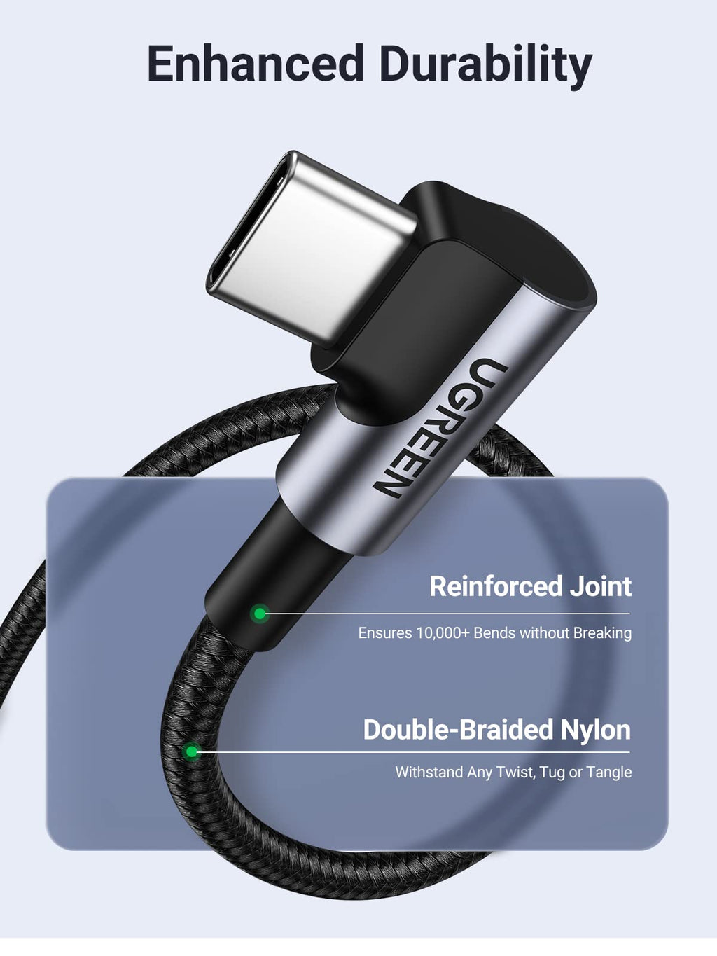 UGREEN Câble USB C vers USB C Coudé 100W Charge Rapide