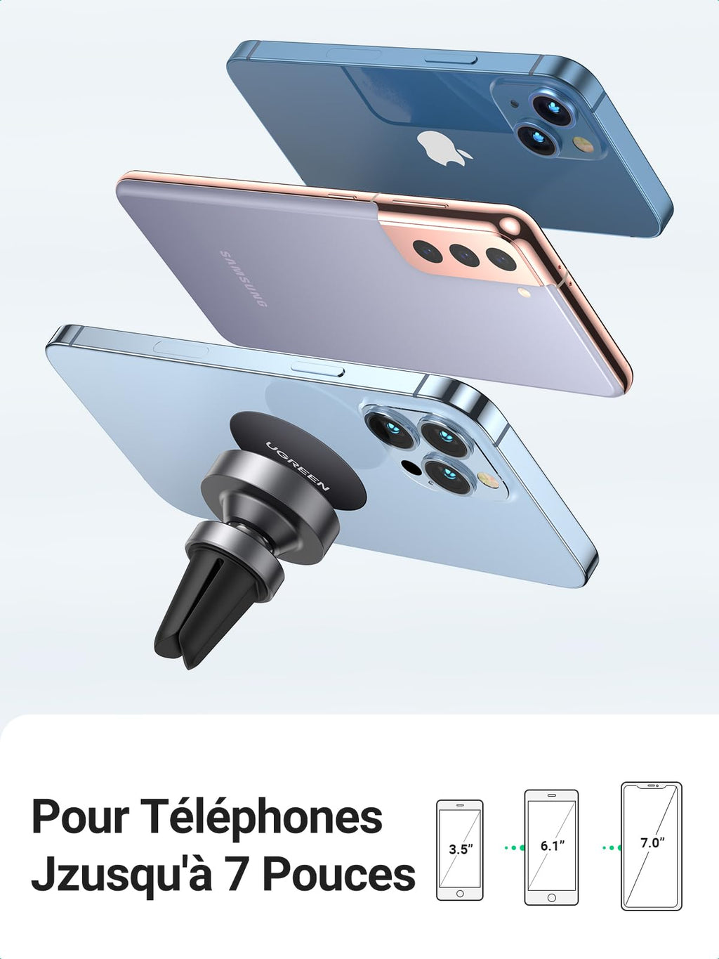 UGREEN Support de téléphone magnétique pour voiture Air Vent
