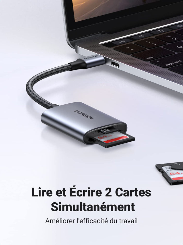 Lecteur de Carte SD USB C, Adaptateur de Lecteur de Carte Micro SD, Lecteur  de Carte Mémoire de Type C, Adaptateur SD vers USB C, USB C vers Carte SD  pour MacBook