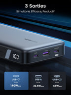 UGREEN Batterie Externe Portable USB C 25000 mAh 145W 3 Sorties Câble