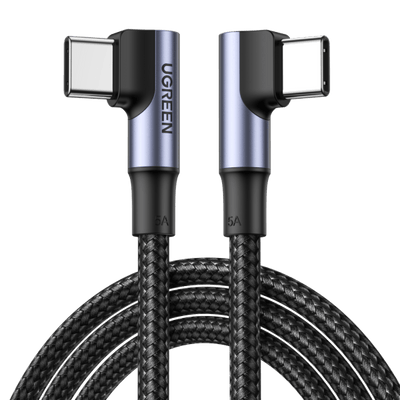 UGREEN Cable USB C vers USB C Coud¨¦ 100W 5A Cable USB Type C 90 Degr¨¦s Charge Rapide Nylon Tress¨¦