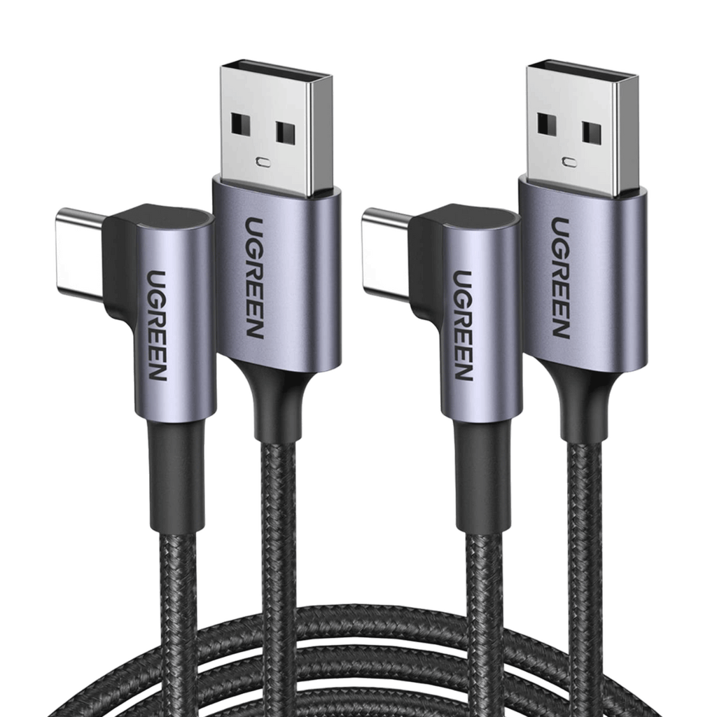 UGREEN Câble USB C Coudé 1M et 2M Lot de 2 Chargeur Type C Câble USB C Rapide 3A Nylon Tressé