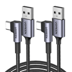 UGREEN Câble USB C Coudé 1M et 2M Lot de 2 Chargeur Type C Câble USB C Rapide 3A Nylon Tressé