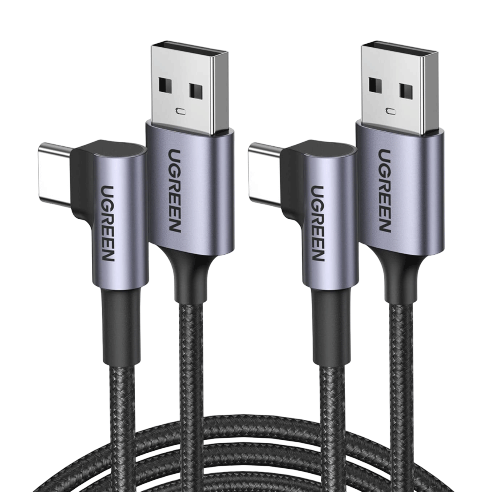 UGREEN Câble USB C Coudé 1M et 2M Lot de 2 Chargeur Type C Câble USB C Rapide 3A Nylon Tressé