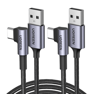 UGREEN Cable USB C Coudé 1M et 2M Lot de 2 Chargeur Type C Cable USB C Rapide 3A Nylon Tressé