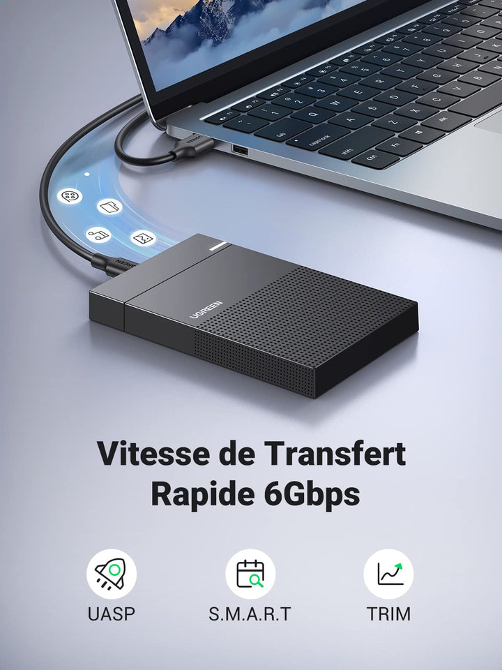 UGREEN USB C Boîtier Disque Dur Externe 2,5 Pouces SATA HDD SSD