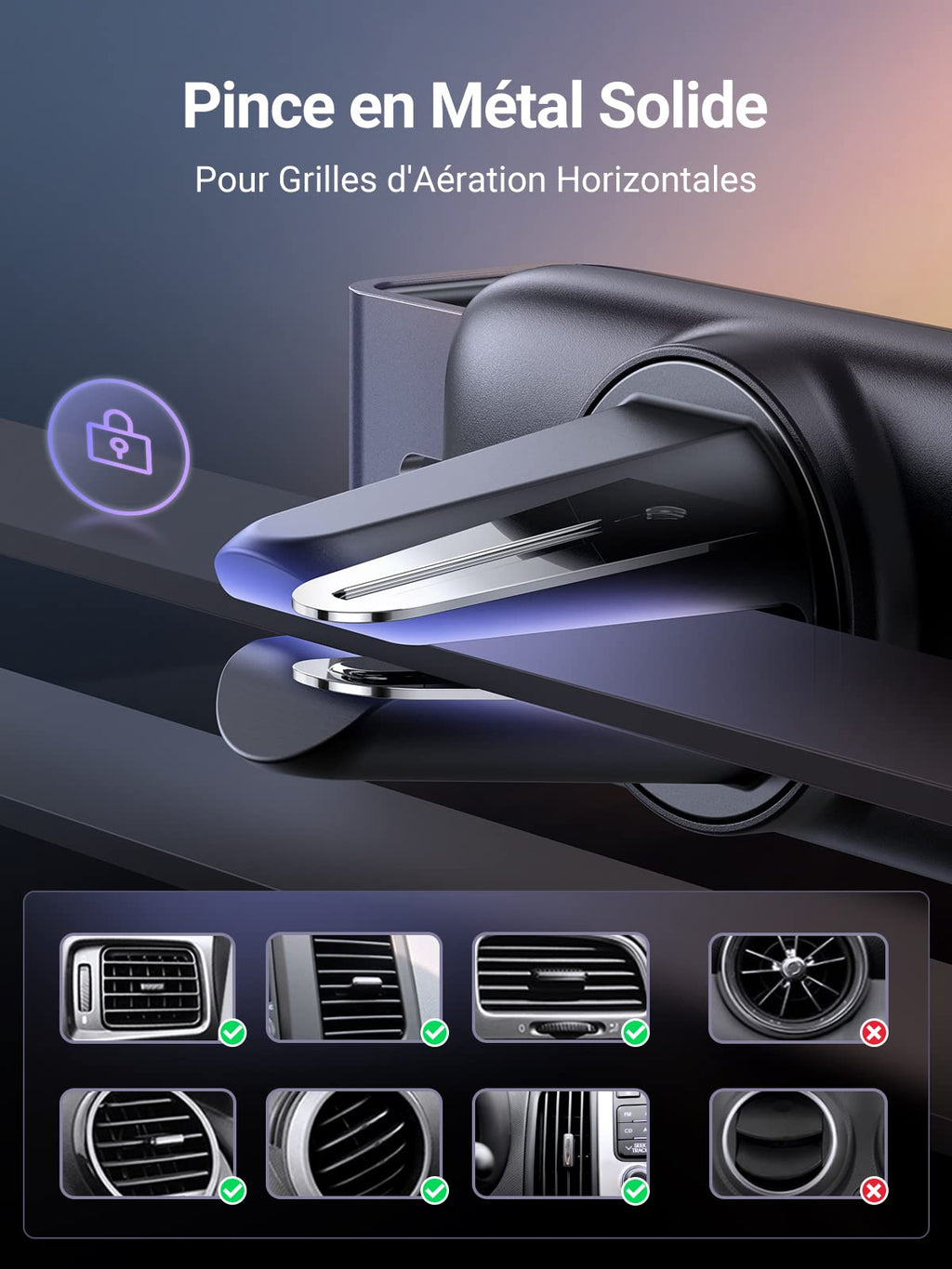 UGREEN Support Téléphone Voiture Rotation Mode Portrait et Paysage