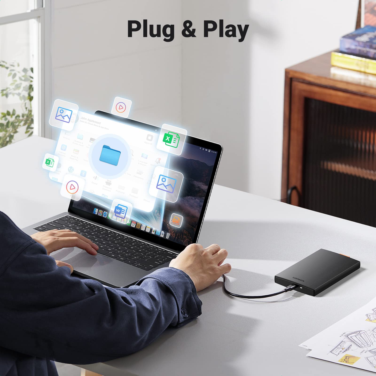 UGREEN USB C 3.1 Gen 2 Boîtier Disque Dur Externe 2,5 Pouces SATA HDD