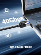 UGREEN Cat 8 Câble Ethernet Réseau RJ45 40Gbps 2000MHz Double Blindage