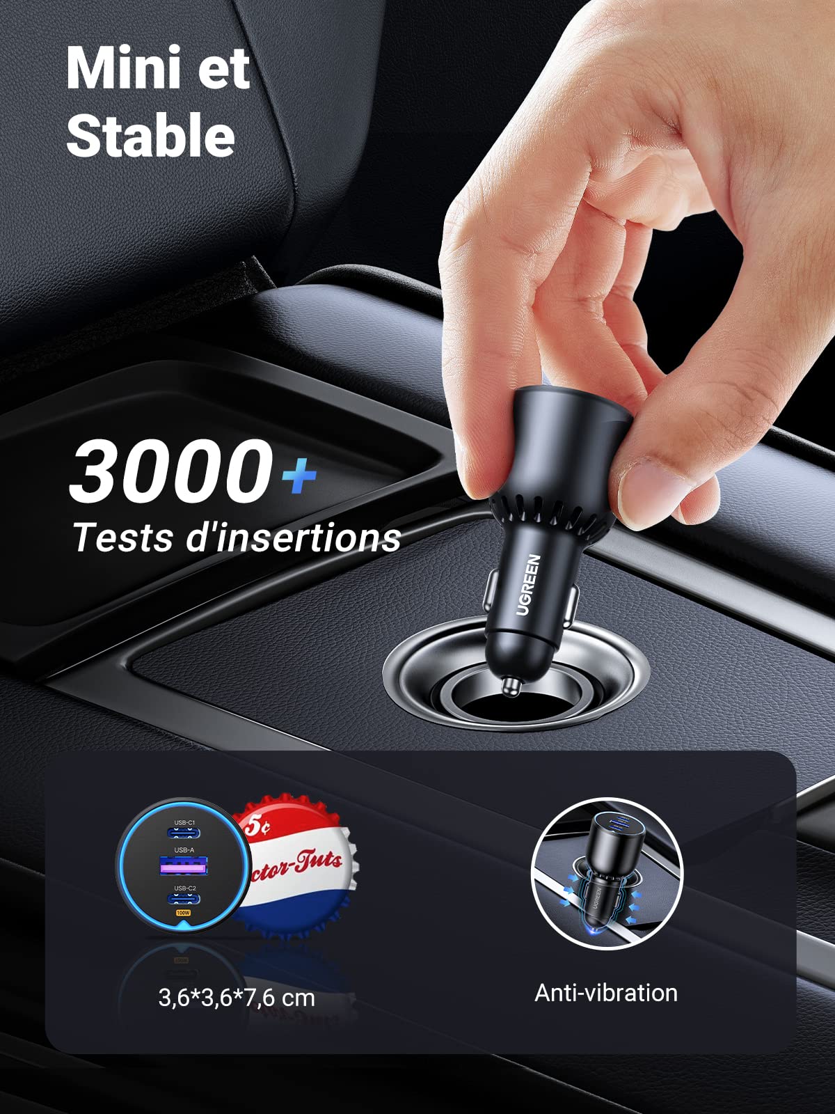 UGREEN 130W Chargeur Voiture USB C