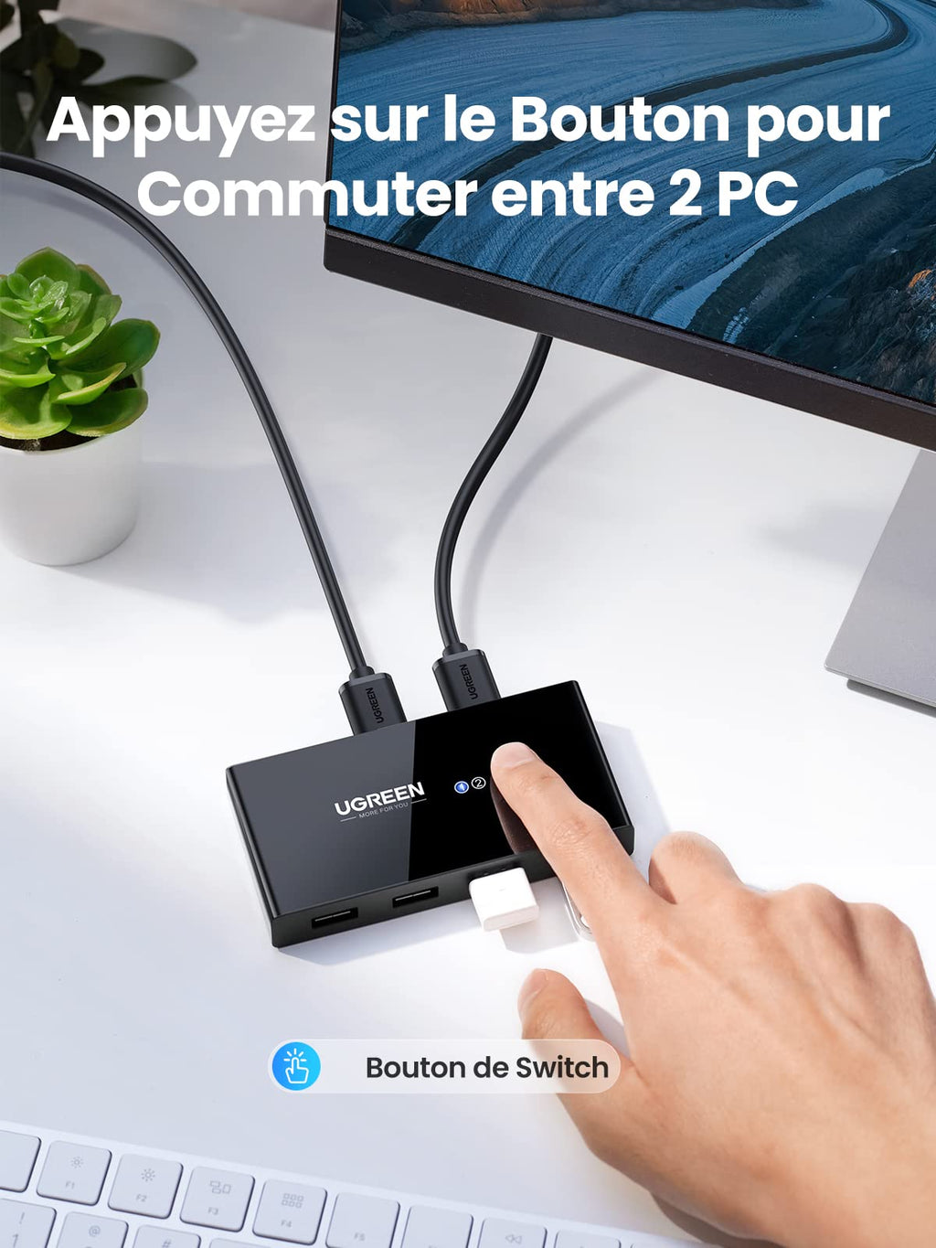 UGREEN Switch USB 3.0 Commutateur KVM 4 Ports USB