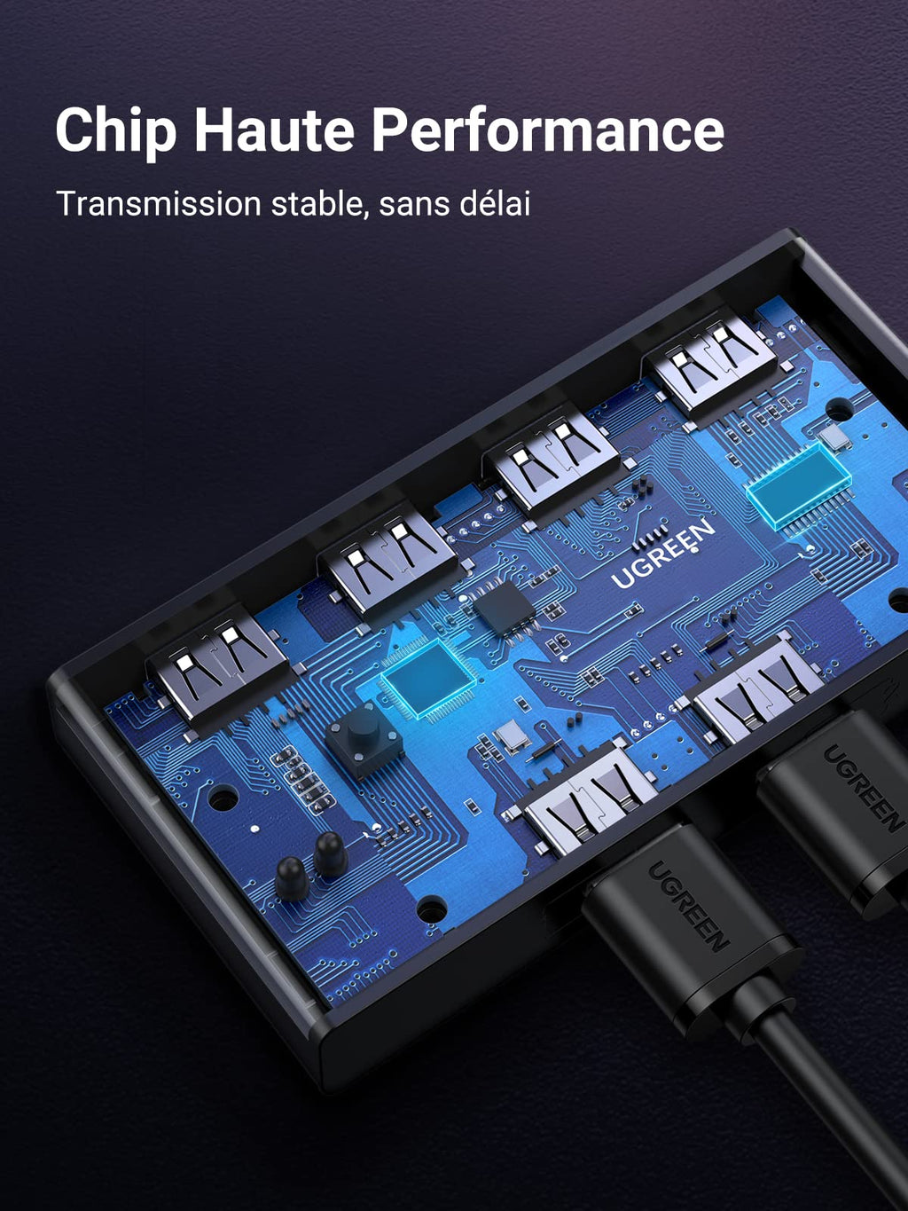 UGREEN USB 2.0 Switch 4 Ports 2 Entrées 4 Sorties USB Commutateur