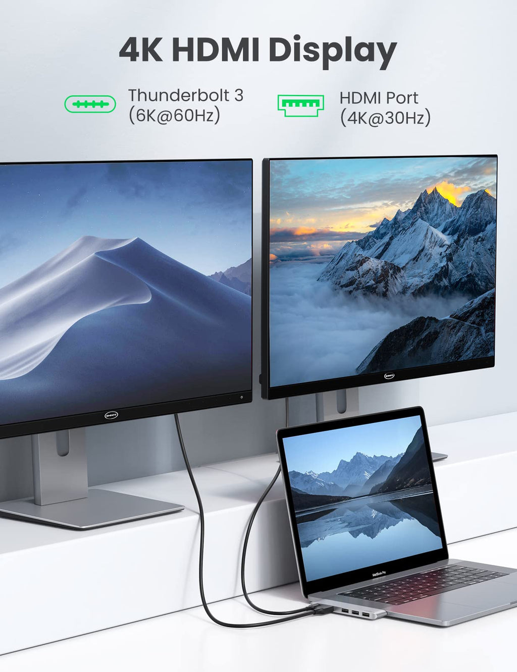 UGREEN 5 en 2 Adaptateur Hub USB C HDMI 4K