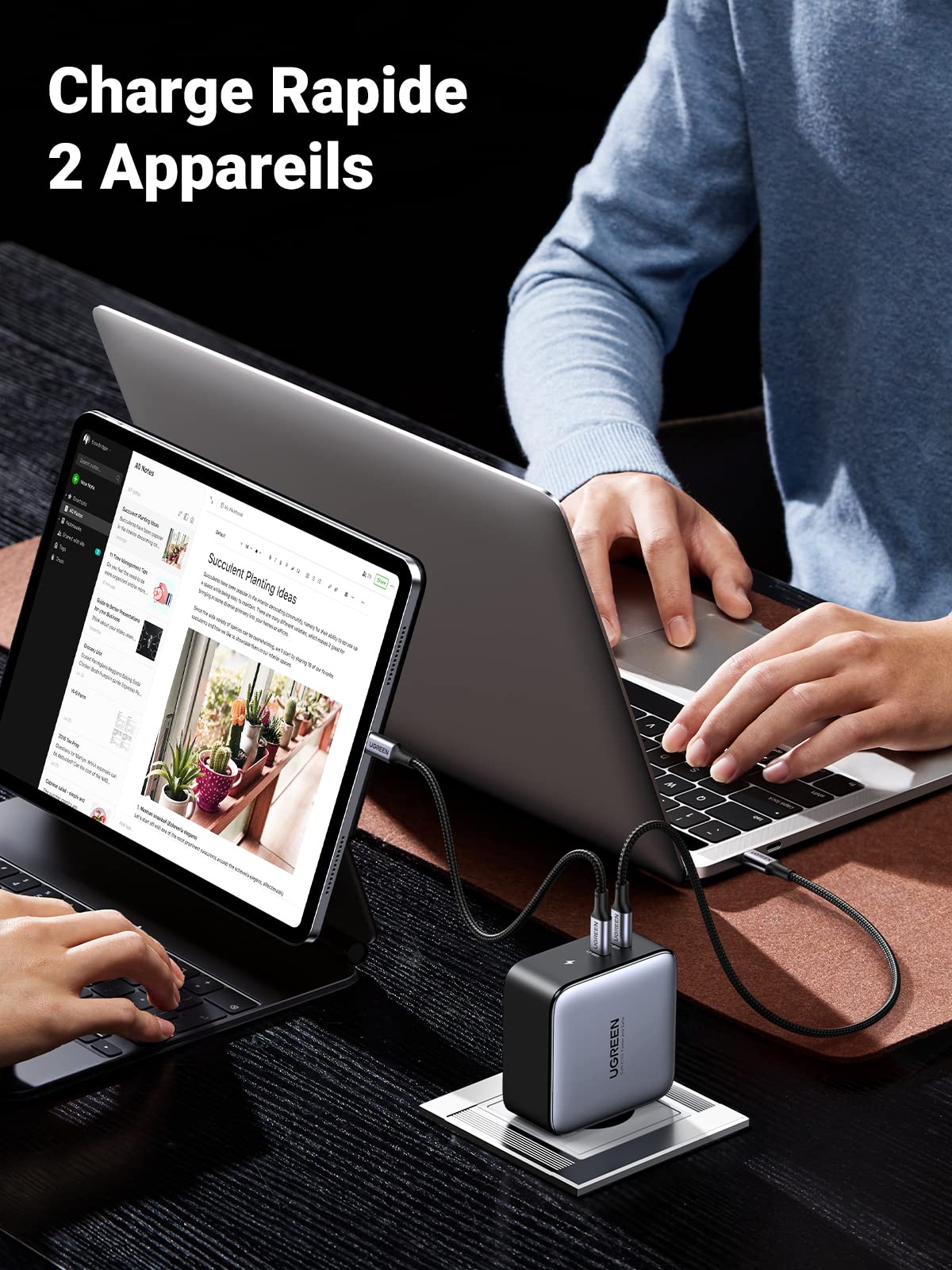 UGREEN Nexode 100W Chargeur USB C 2 Ports GaN Tech