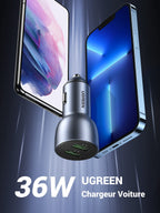 UGREEN Chargeur USB QC 3.0 36W 2 Ports Chargeur Voiture