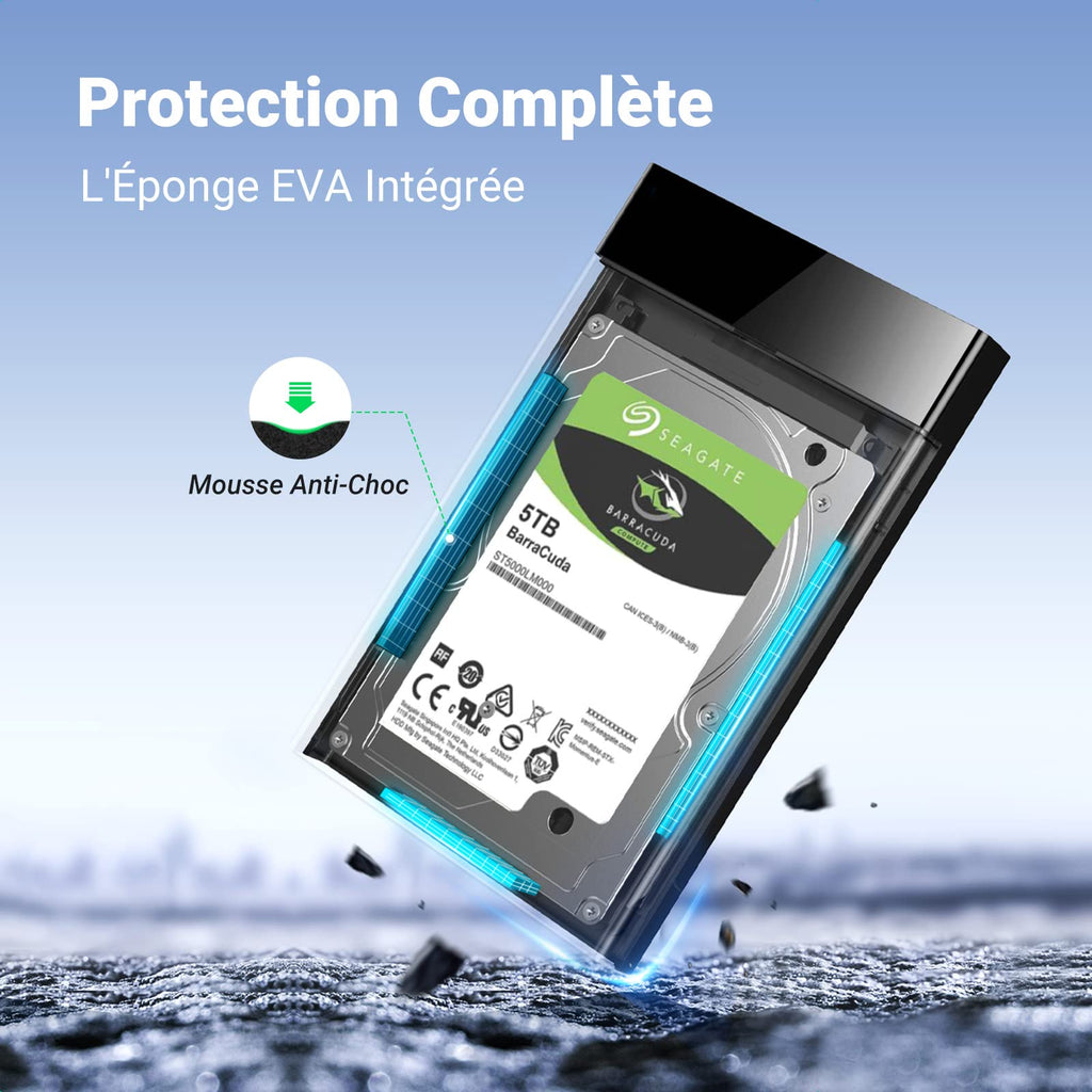 UGREEN USB 3.0 Boîtier Externe pour Disque Dur 2,5 Pouces SATA