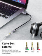 UGREEN Adaptateur USB vers Jack 3,5mm Carte Son Externe USB