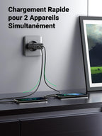 UGREEN 18W Quick Charge 3.0 Chargeur Secteur USB 2 Ports
