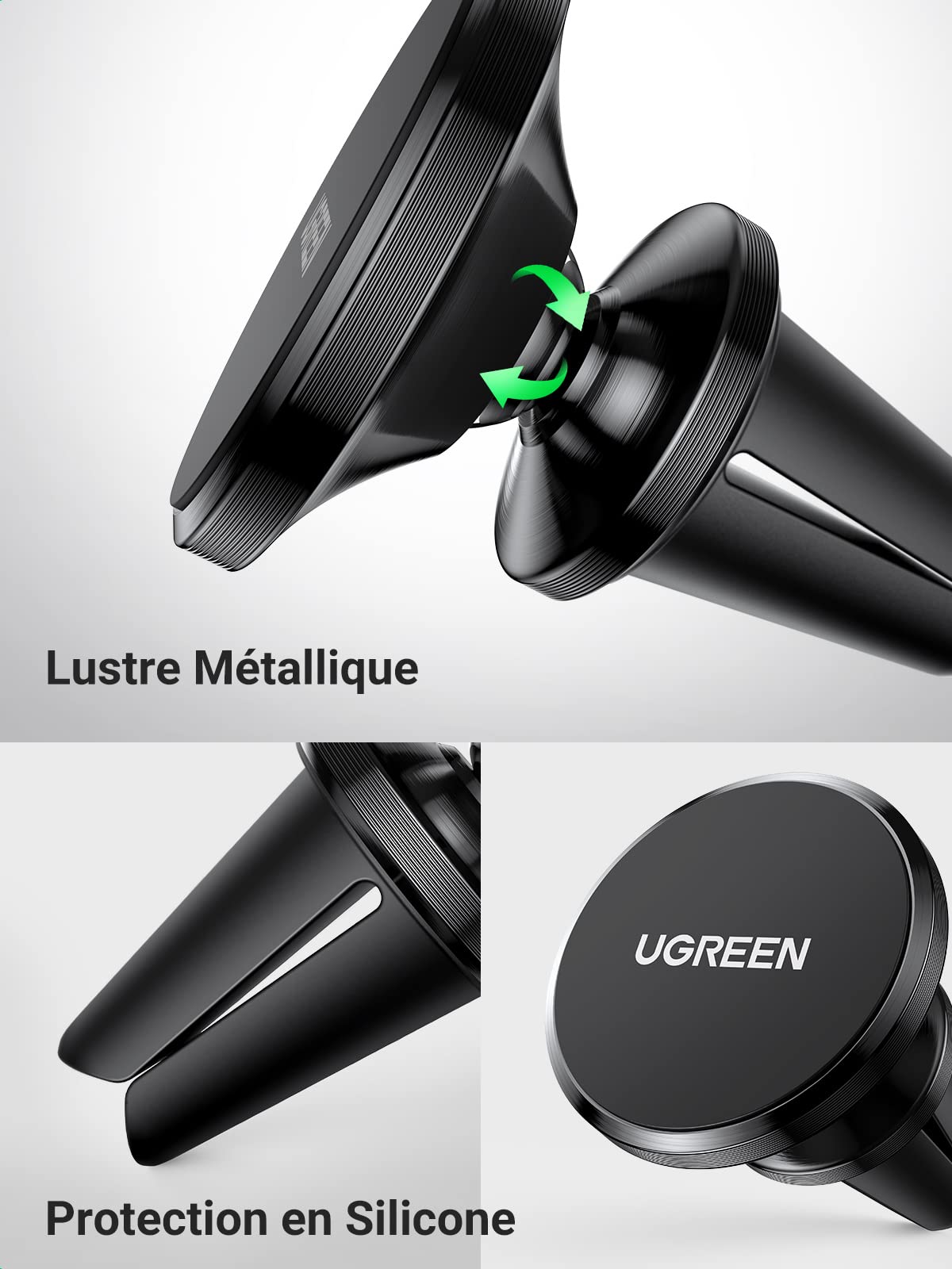 UGREEN Support Téléphone Portable Voiture Magnétique 4 Aimants Puissants Intégrés