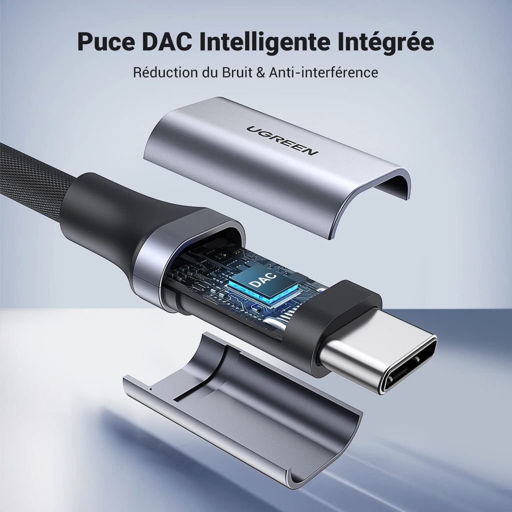 UGREEN Adaptateur USB C Jack 3.5mm Adaptateur Écouteurs Audio Puce DAC