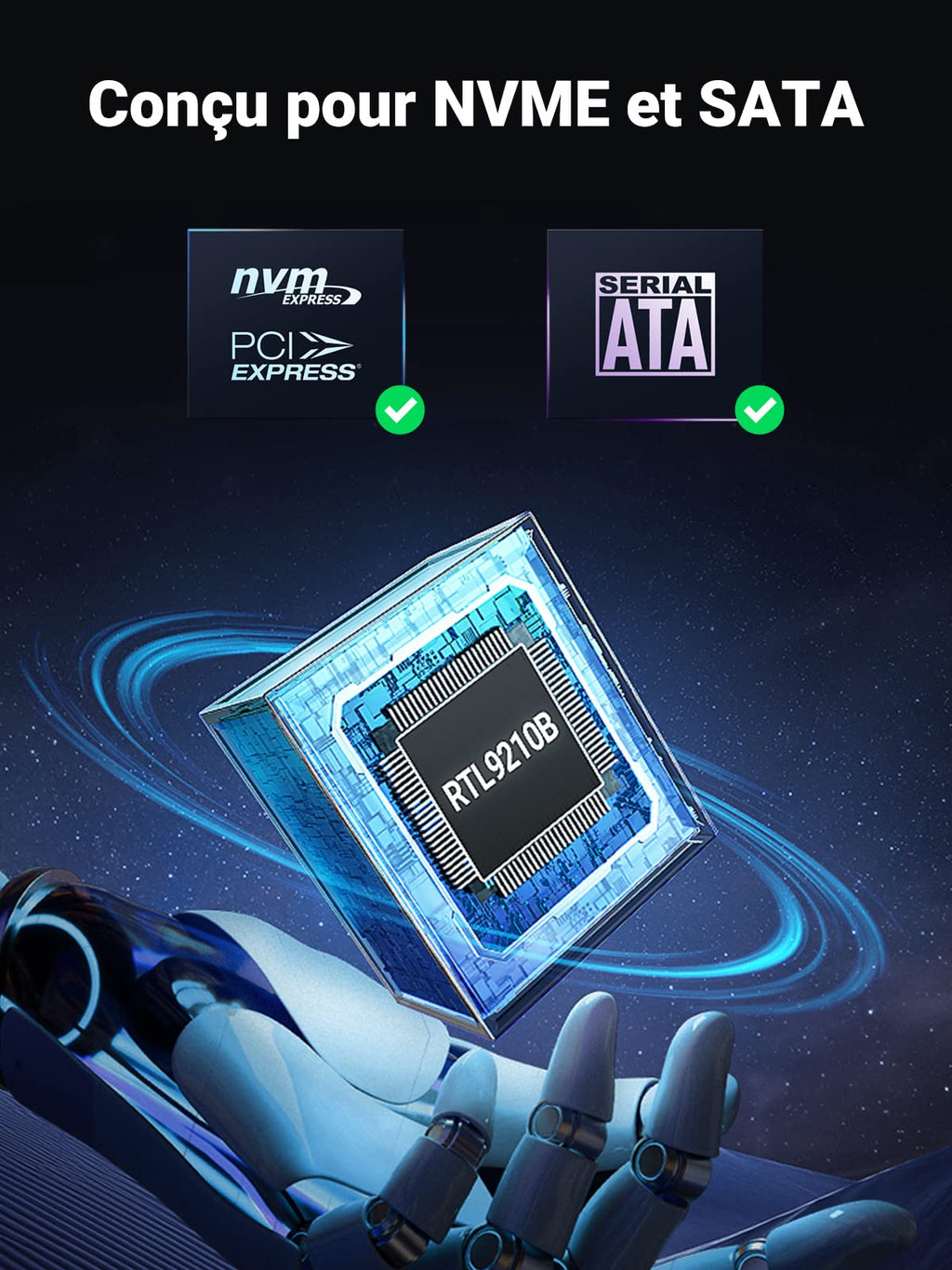 UGREEN Boîtier SSD M.2 NVME SATA USB 3.2 Gen 2 10Gbps 2To
