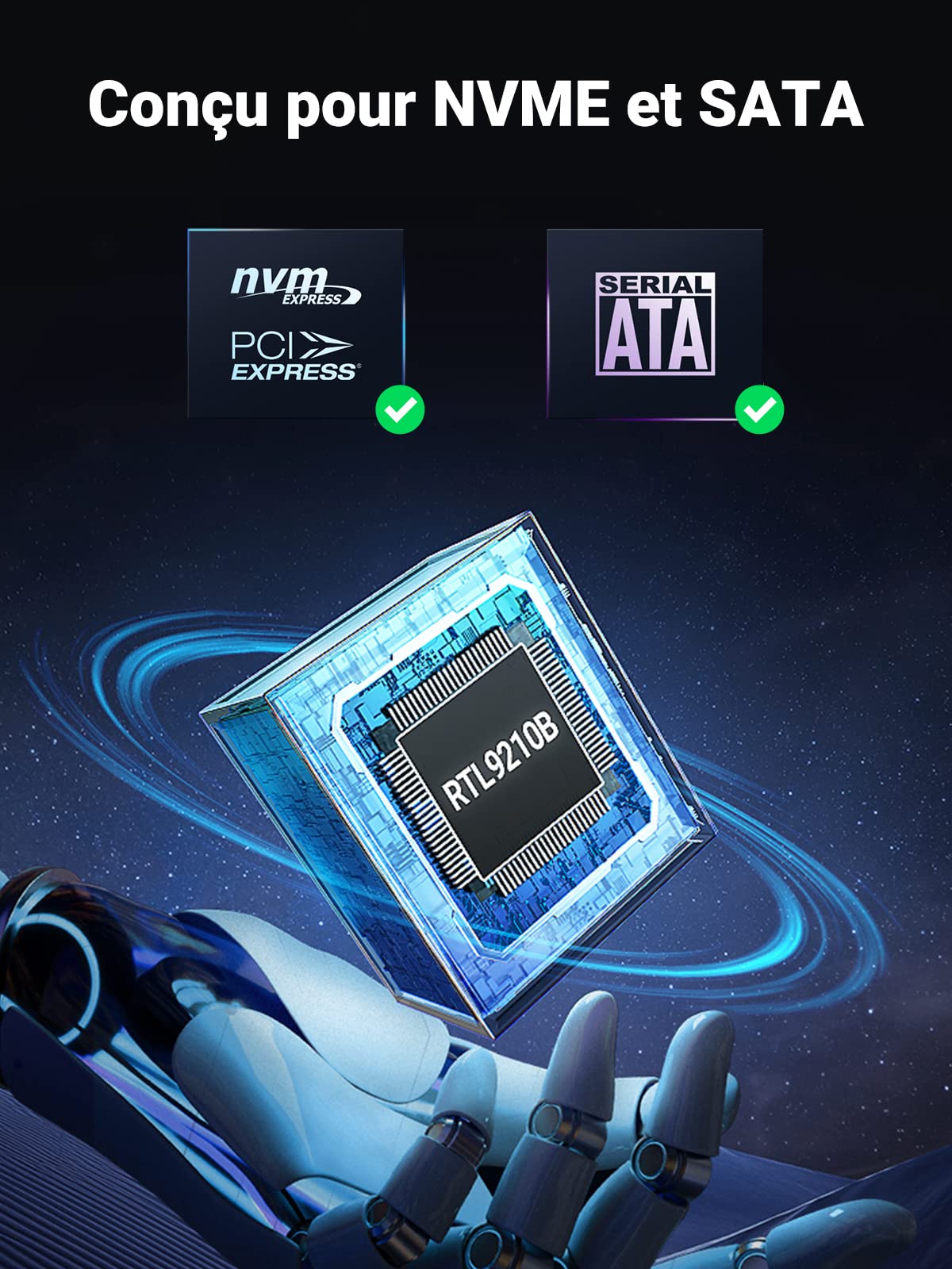 UGREEN Boîtier SSD M.2 NVME SATA USB 3.2 Gen 2 10Gbps 2To