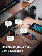 UGREEN DigiNest Cube 7 en 1 Multiprise USB Cube 3 Prises