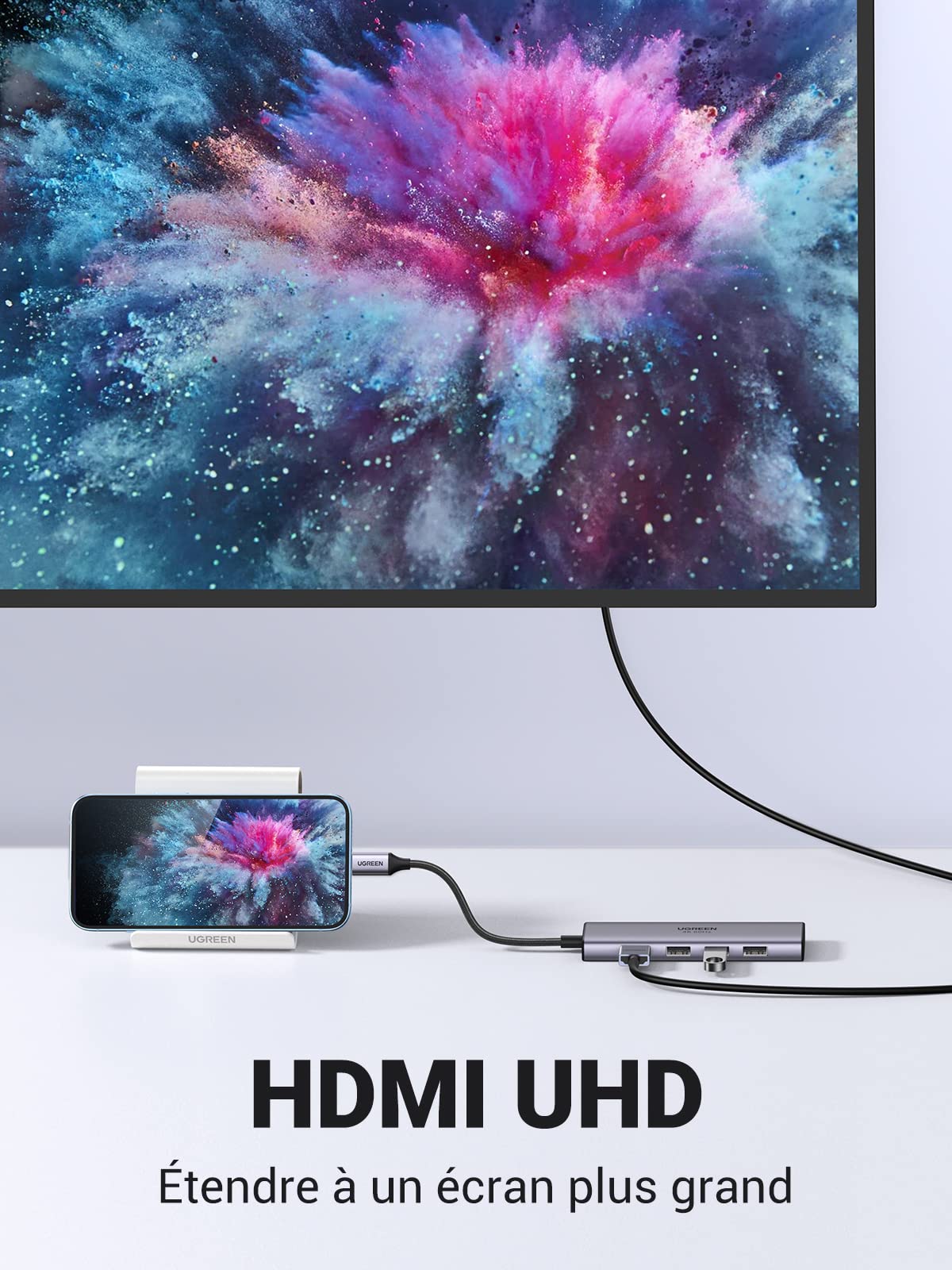 UGREEN Hub USB C （HDMI 4K 60Hz Adaptateur Type C/lecteur de cartes）