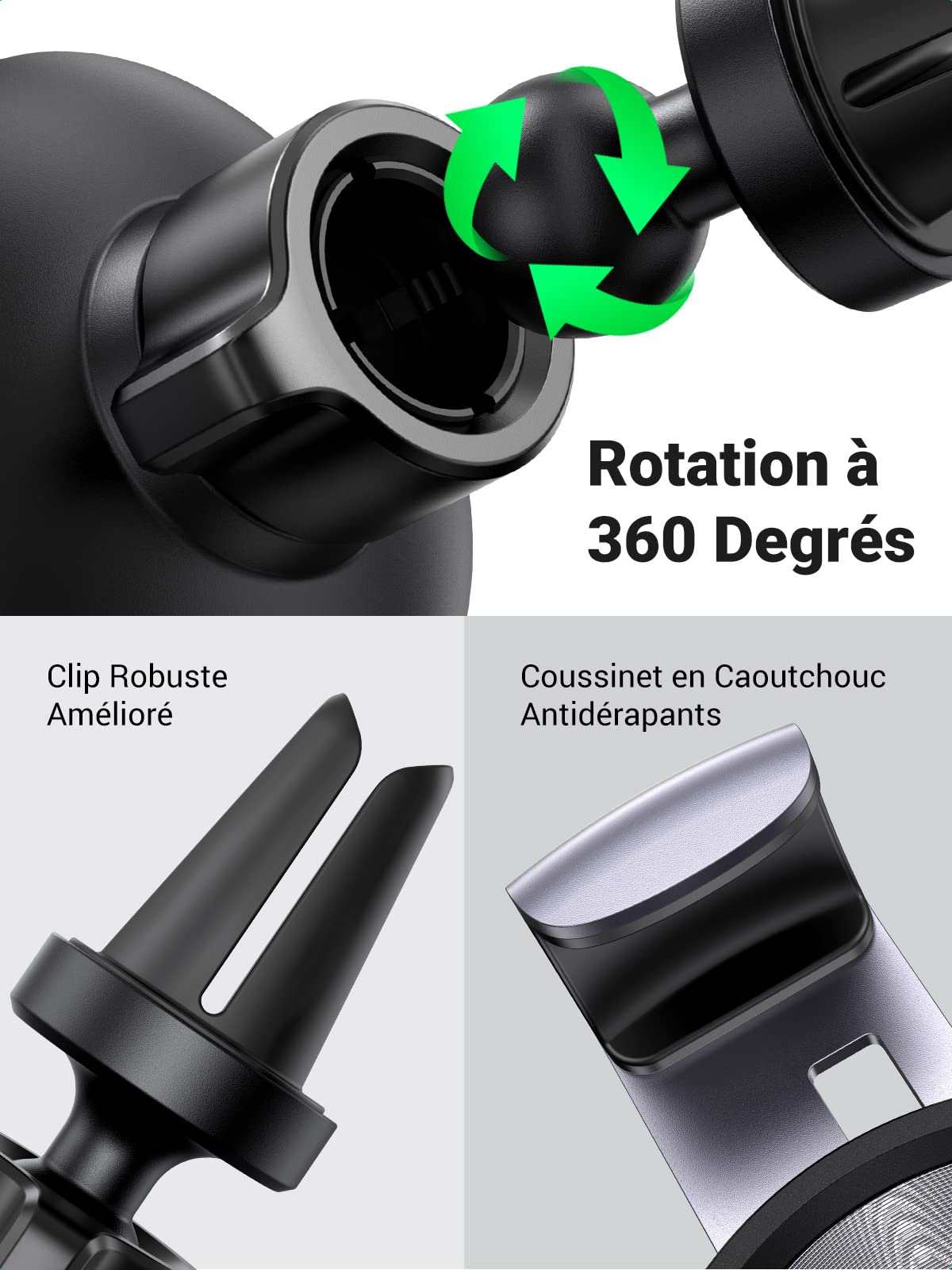 UGREEN Support Téléphone Voiture Rotation 360 Degrés
