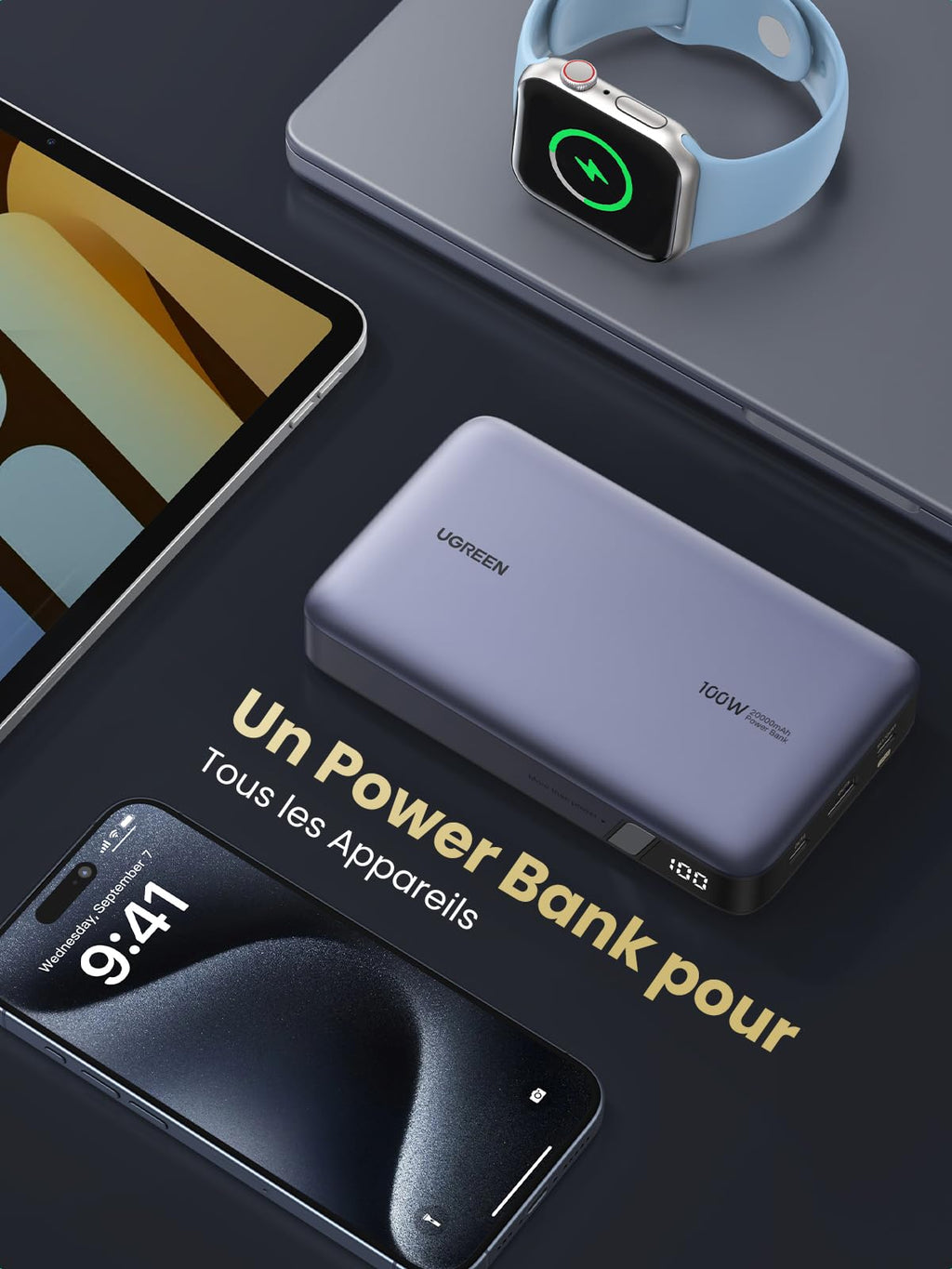 UGREEN Batterie Externe Portable 20000mAh 100W USB C