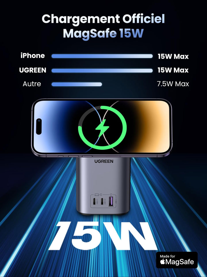 UGREEN Nexode 100W Chargeur USB C GaN MagSafe 15W