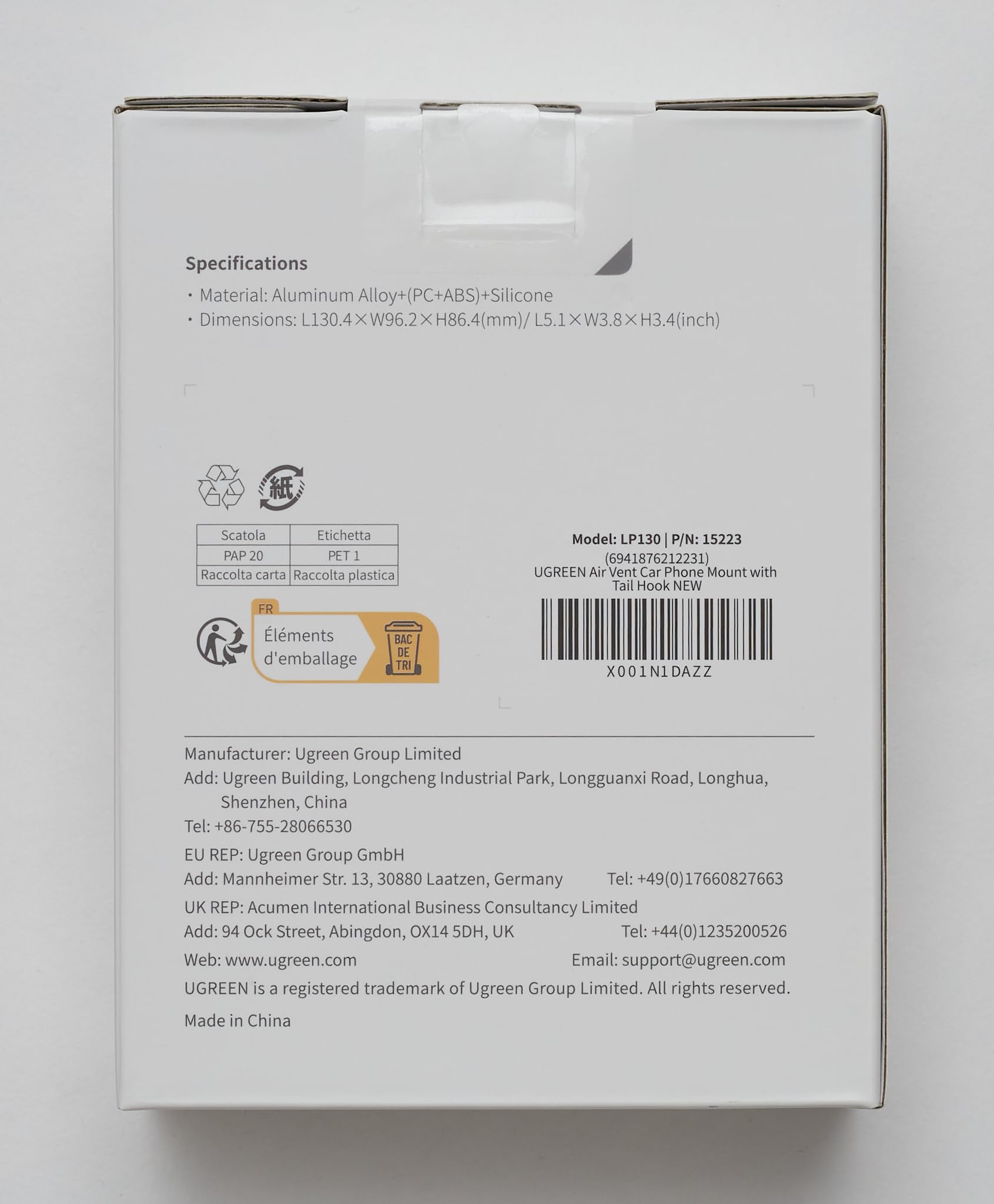 UGREEN Support Téléphone Voiture Gravité Grille Aération (Gris)