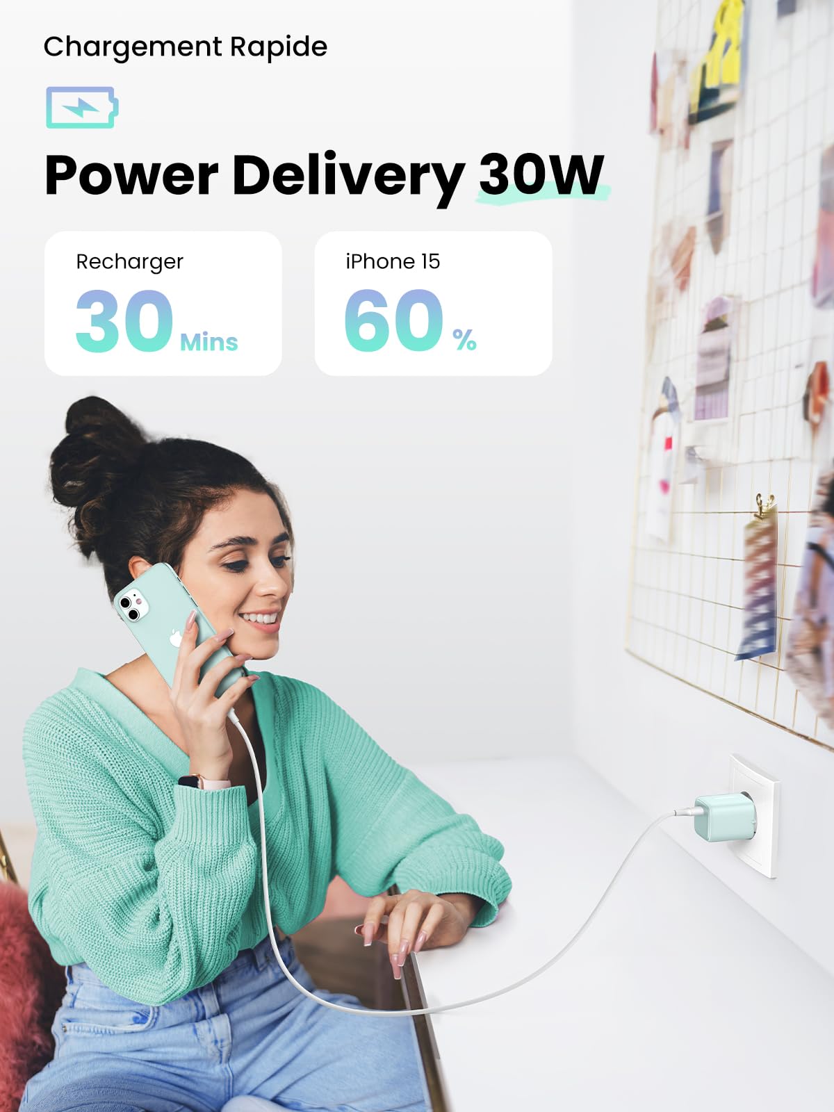UGREEN Nexode Chargeur 30W USB C avec GaN Tech (Vert)