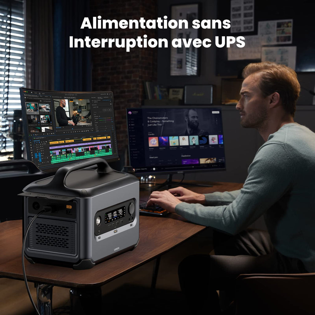 UGREEN Station Électrique Portable 1200 1024Wh PowerRoam avec LiFePO4 Batterie 1.5H Charge Rapide 2500 W