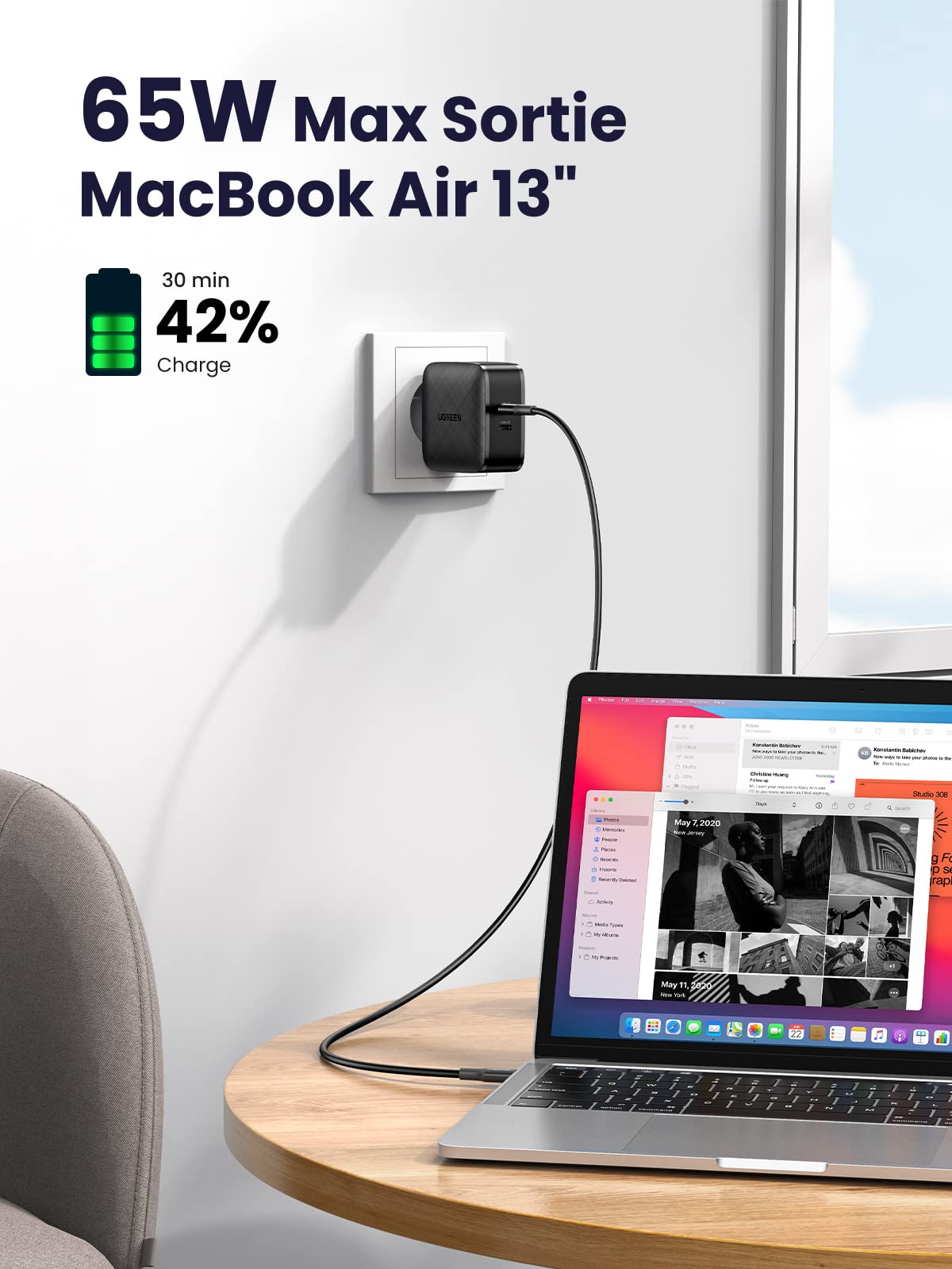 UGREEN 65W Chargeur Secteur 2 USB C PD 3.0 Rapide