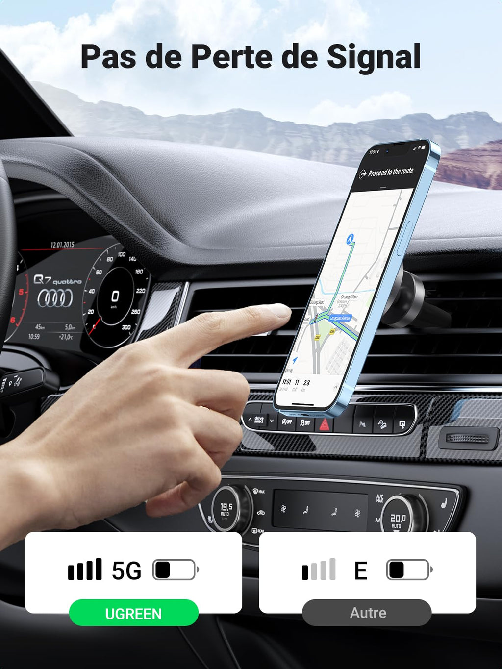 UGREEN Support de téléphone magnétique pour voiture Air Vent