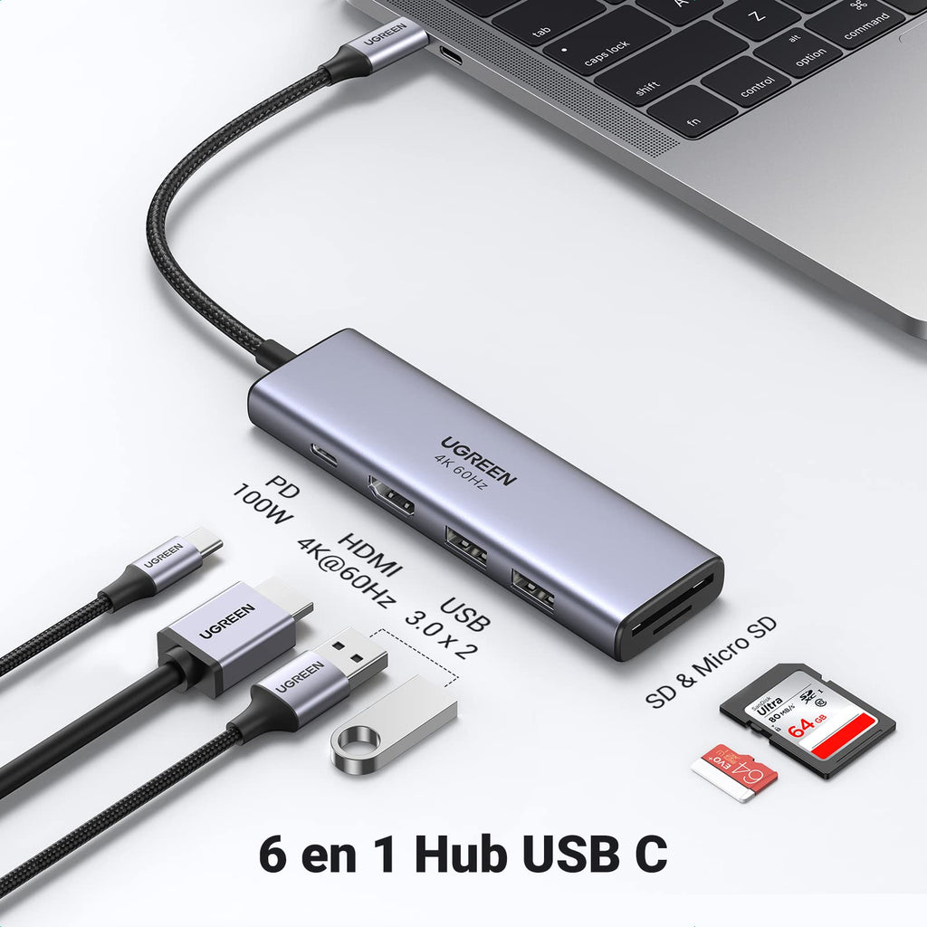 UGREEN Adaptateur Hub USB C HDMI 4K 60Hz PD 100W Recharge