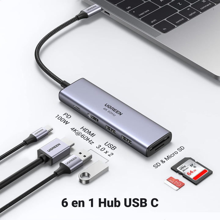 UGREEN Hub USB C 5 en 1 Adaptateur USB C vers HDMI 4K, RJ45 Ethernet, USB C  PD 100W et 2 Ports USB 3.0 - Adaptateur et convertisseur - Achat & prix