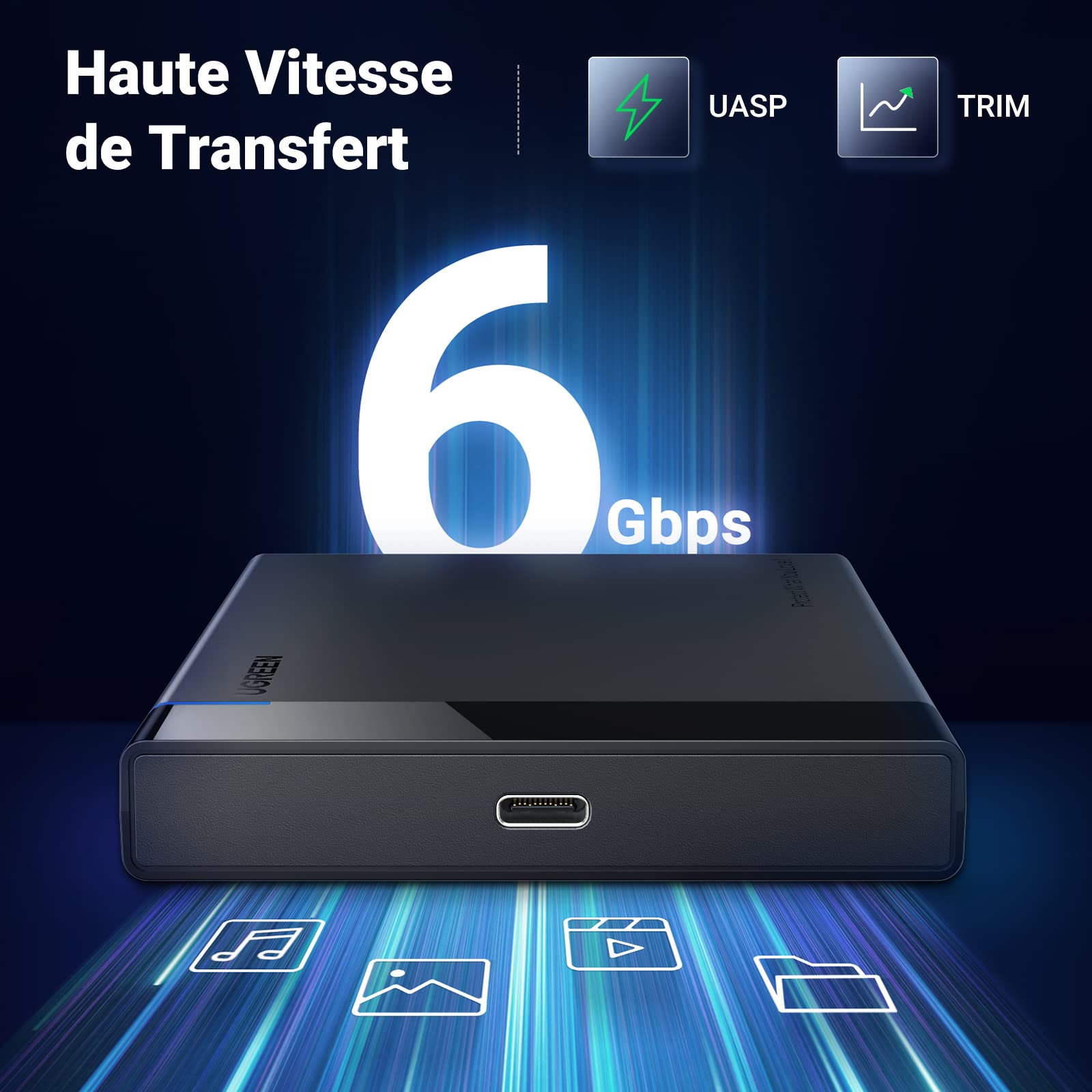 UGREEN USB C Boîtier Externe 2,5 Pouces Disque
