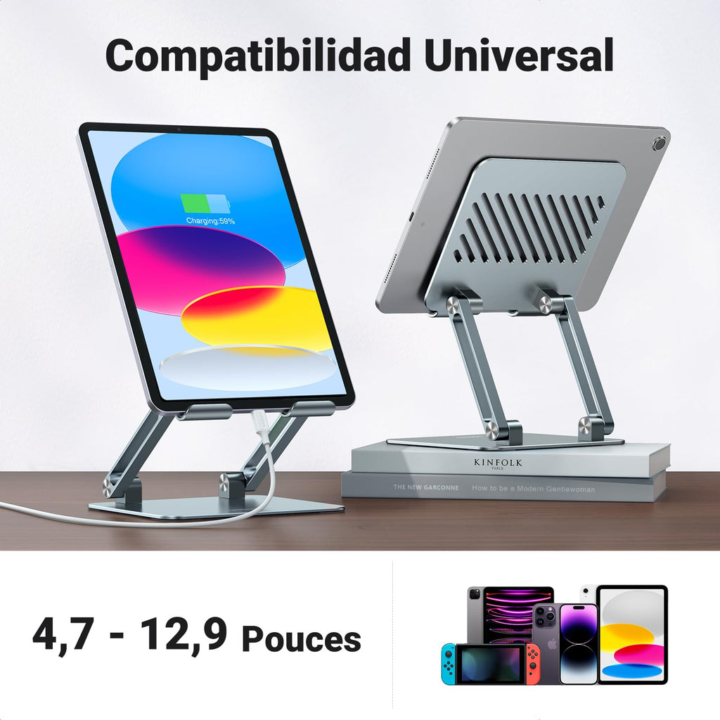 UGREEN Support Tablette Bureau Réglable à Double Tige Porte