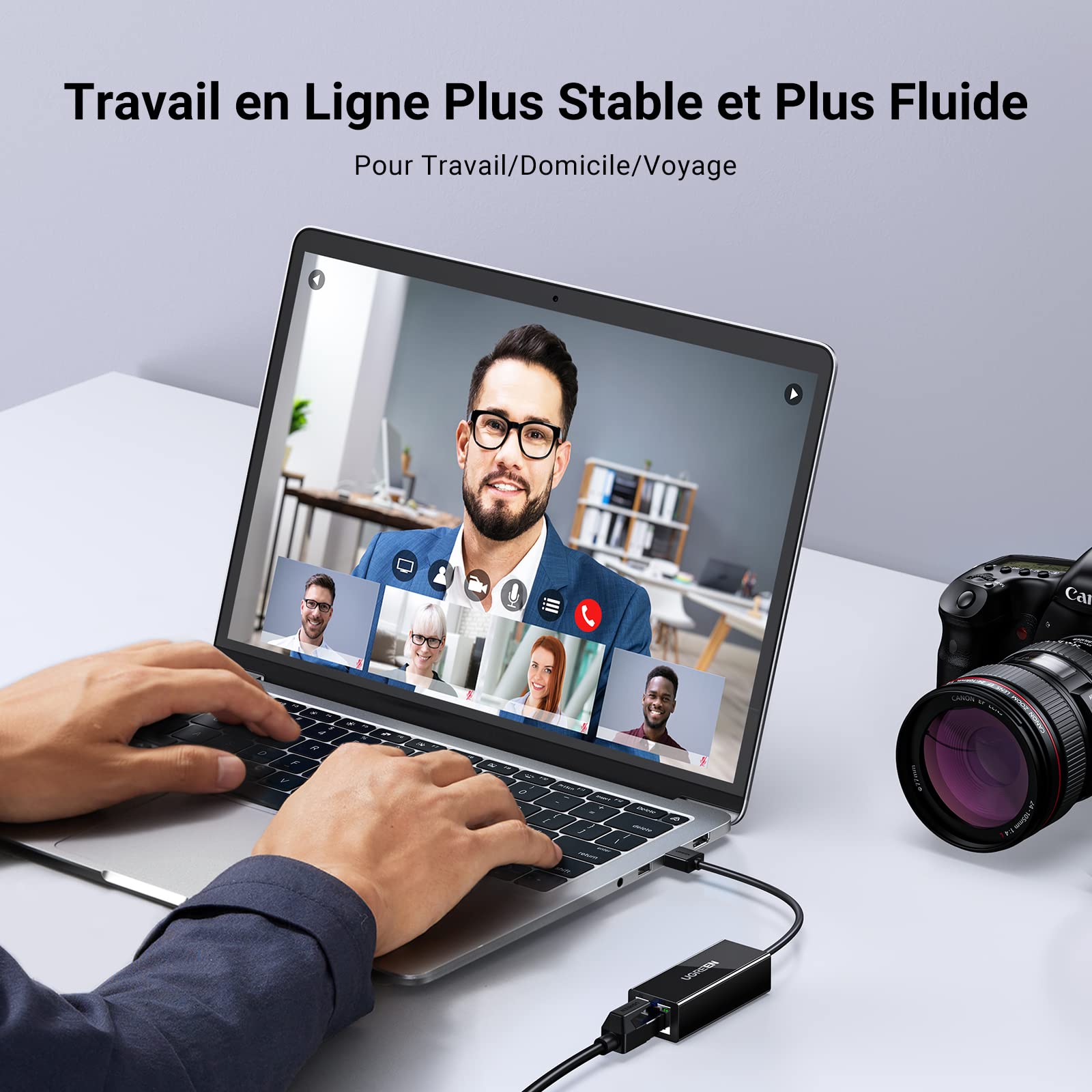 UGREEN Adaptateur USB 2.0 vers Ethernet RJ45 Réseau 100Mbps