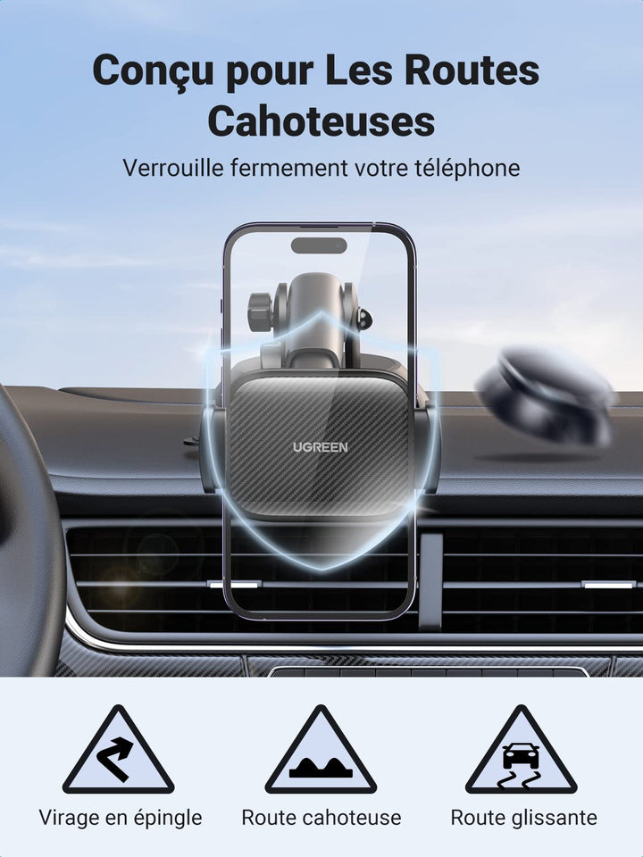 UGREEN support de téléphone de voiture ventouse rotation à 360 degrés