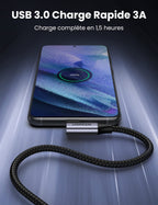 UGREEN Câble USB C vers USB 3.0 Coudé Charge Rapide 3A