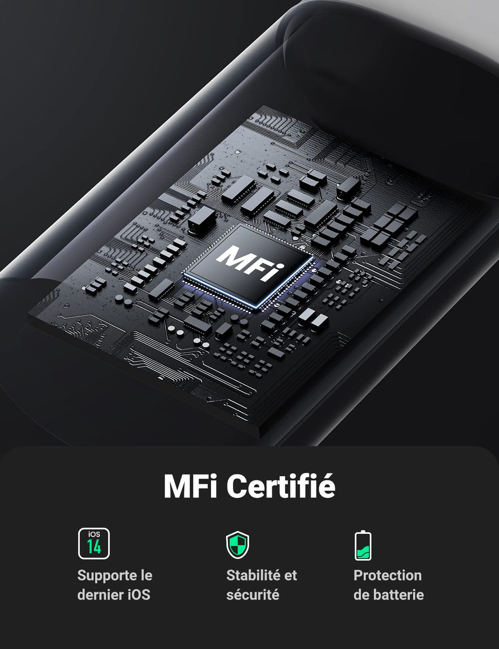 UGREEN Câble Lightning vers USB C MFi Certifié Chargeur iPhone Rapide