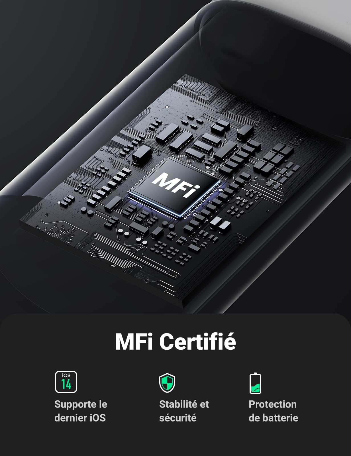 UGREEN Câble Lightning vers USB C MFi Certifié Chargeur iPhone Rapide