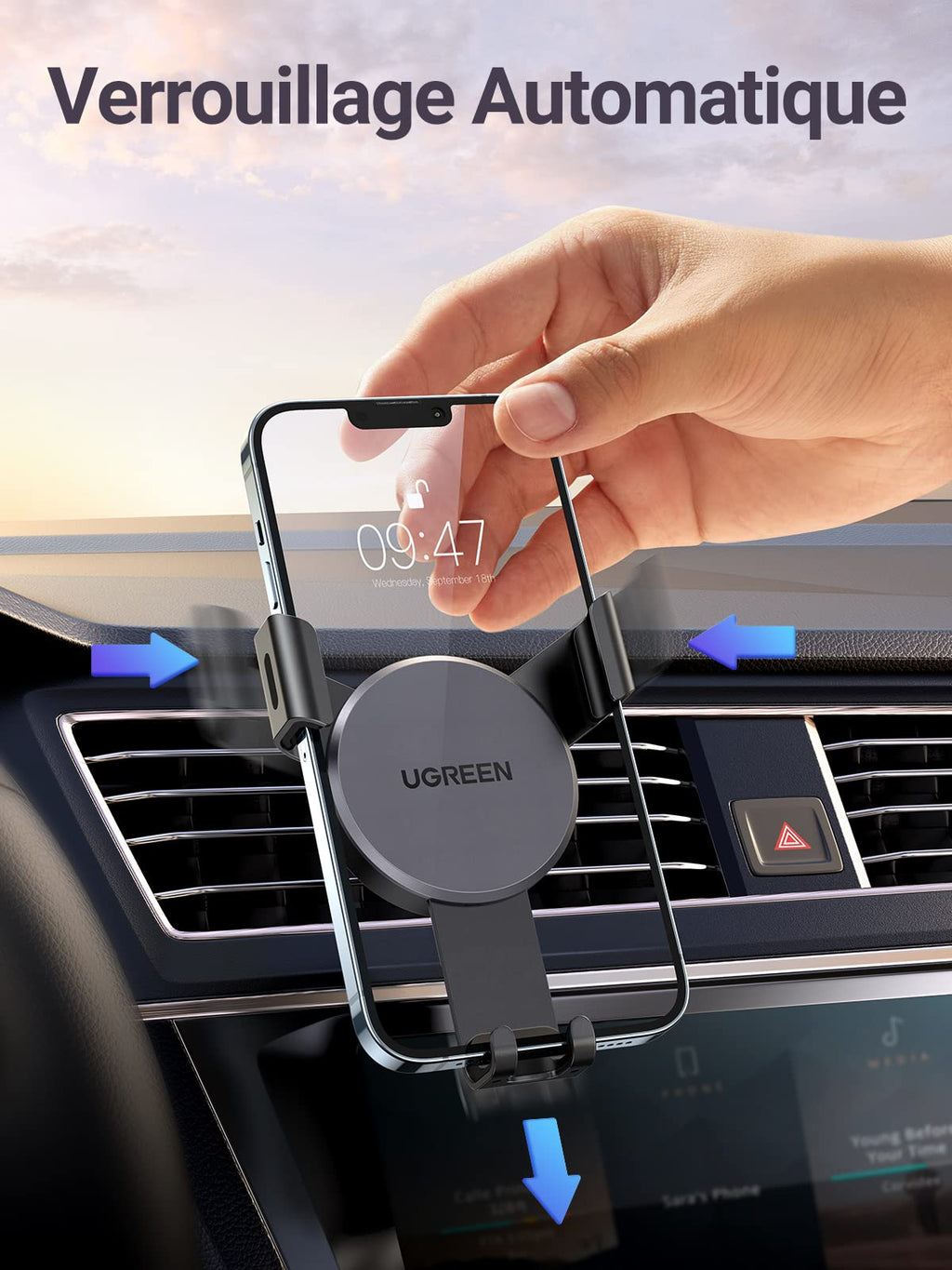 UGREEN Support Téléphone Voiture noir